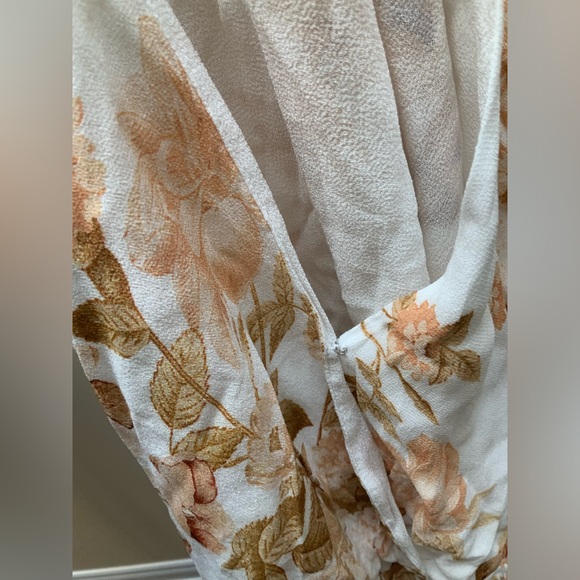 EVER NEW Fitted V-Neck Cross Over Floral Leaf Long Sleeve Blouse Women’s size 10 - Picture 10 of 13